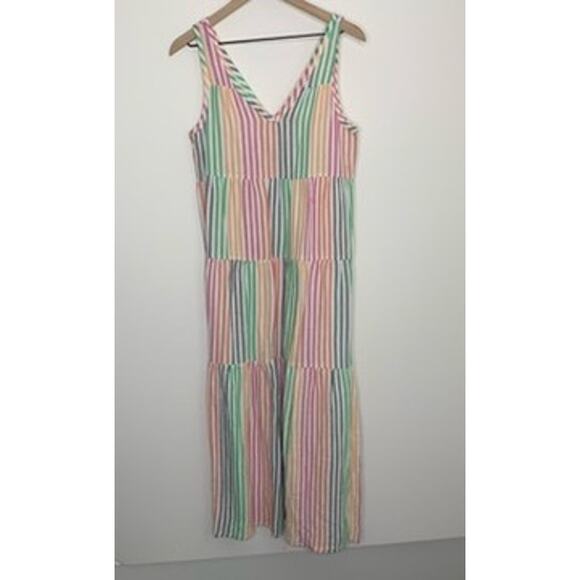 Marine Layer Sleeveless Corinne Rainbow Striped Maxi Dress Small - Picture 3 of 16